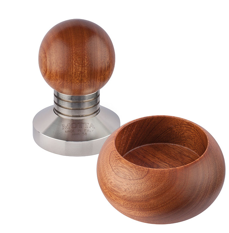 Motta tamper plat Bubble 58 mm avec support bois – espresso