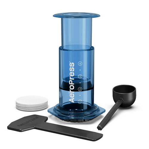 AeroPress Clear bleu — cafetière à piston