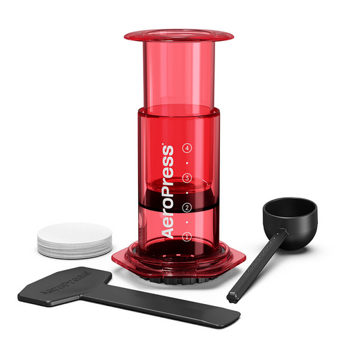 AeroPress Clear rouge — cafetière à piston