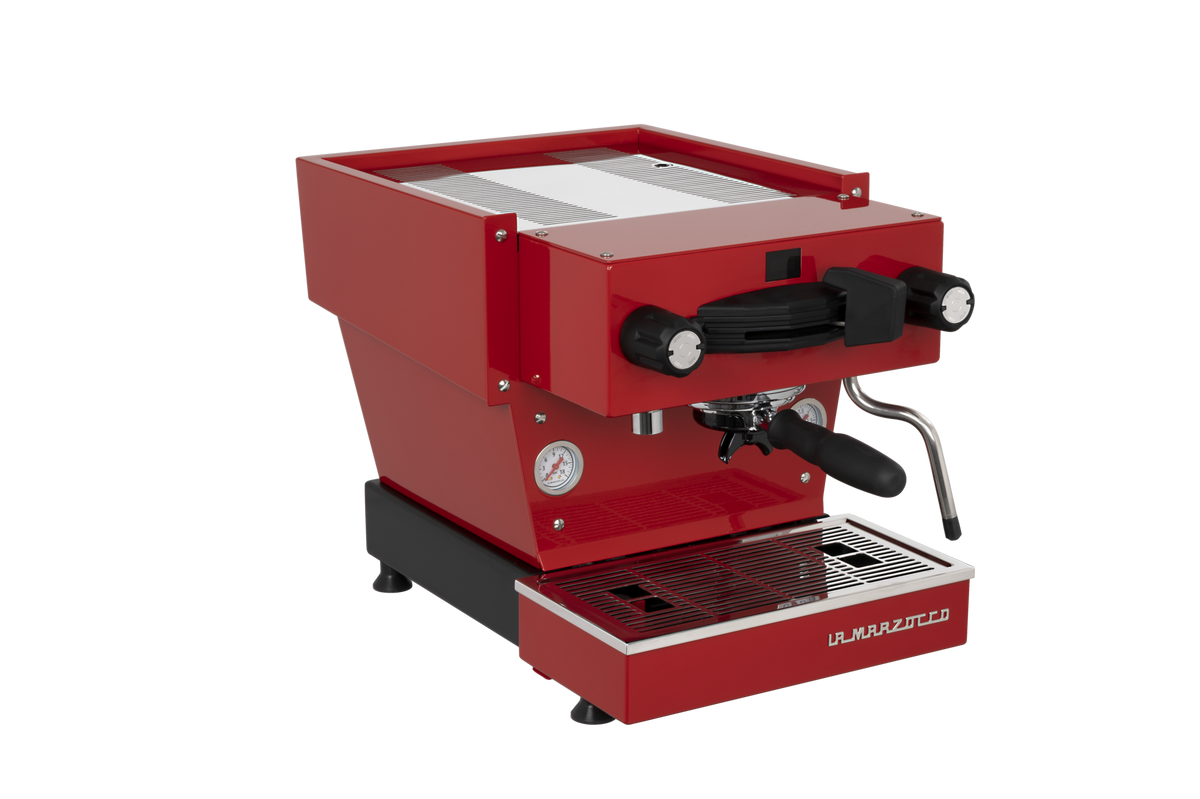 La Marzocco Linea Mini R rouge – vue trois-quarts